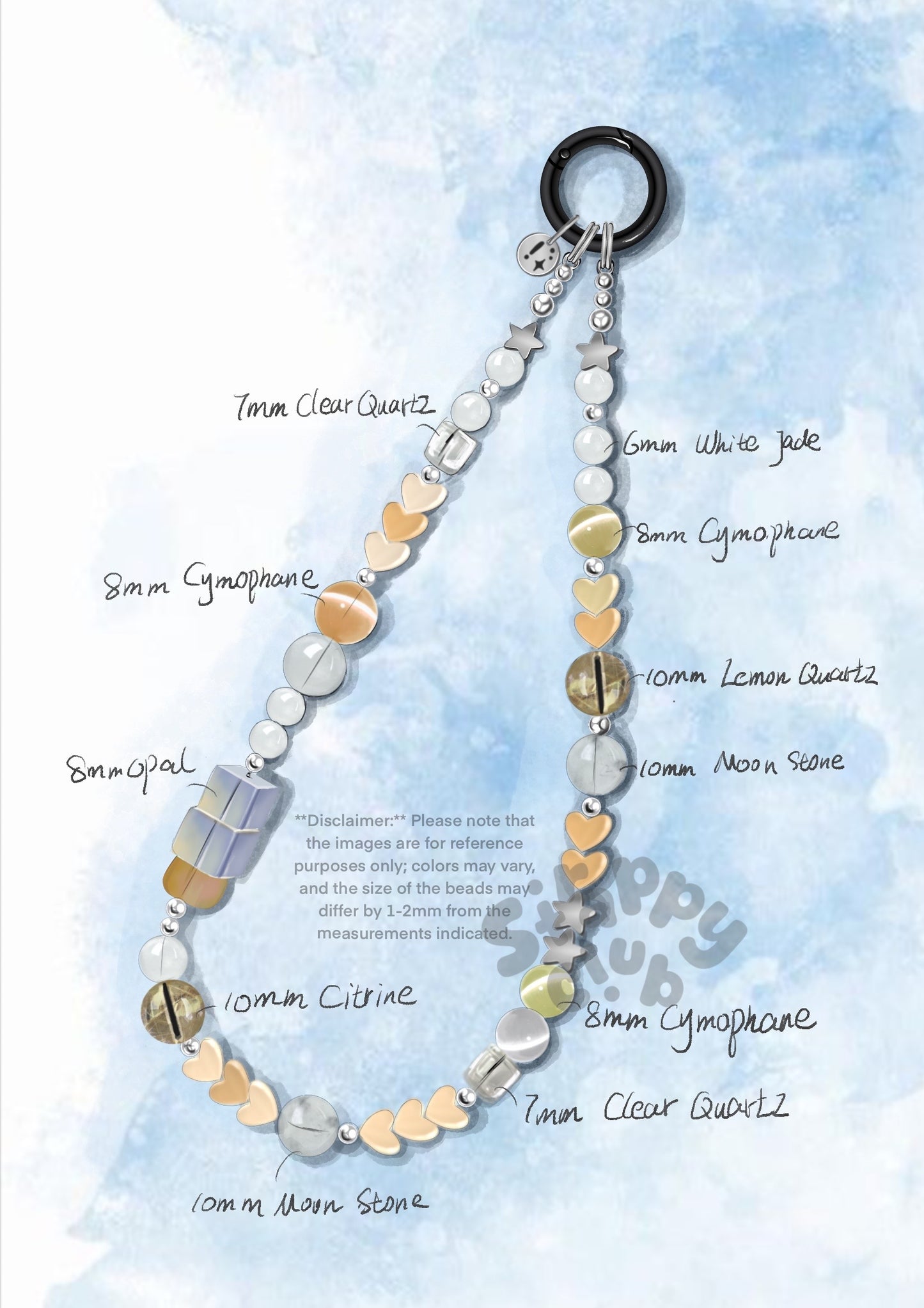 yellow, orange Lemon Quartz phone strap – Apricot Sunshine Phone Strap – Strappy Club