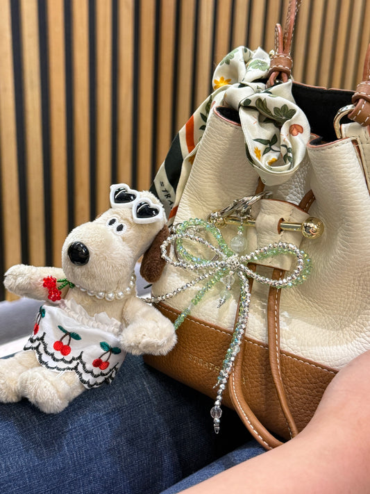 green Prehnite bag charm โ Minty Fresh Ribbon Charm โ Strappy Club