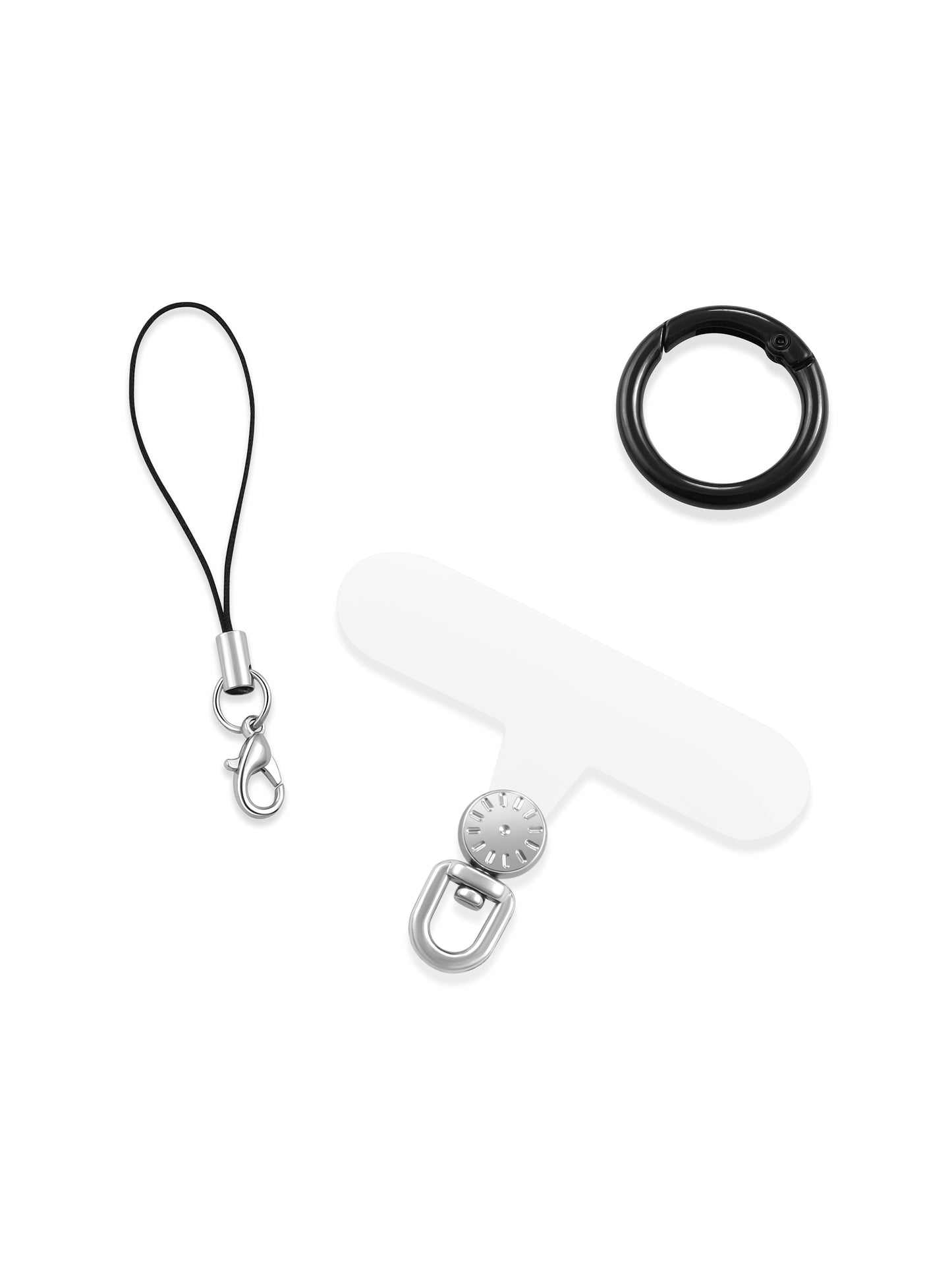 silver, black, pink, clear phone strap – Versatile Strap Kit – Strappy Club