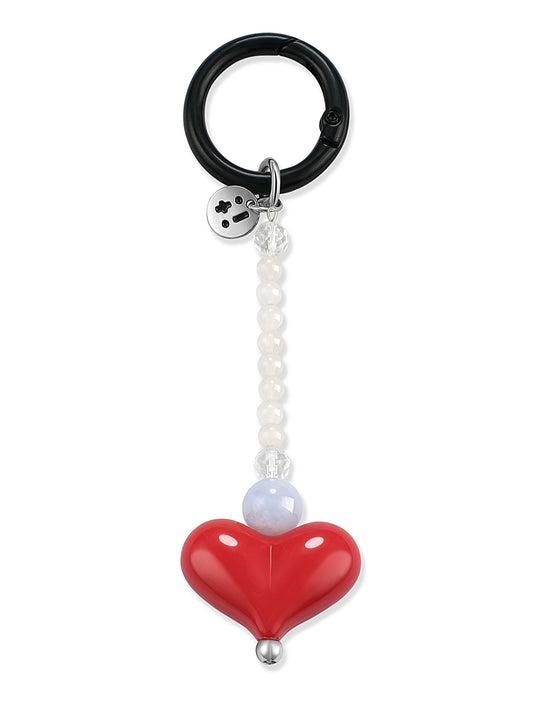 red Lavender Blue Agate bag charm – Heart Pop Dangle Charm – Strappy Club