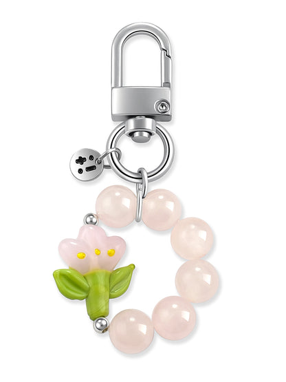 pink And Elegant Rose Quartz phone strap – Peachy Bloom Mini Strap – Strappy Club