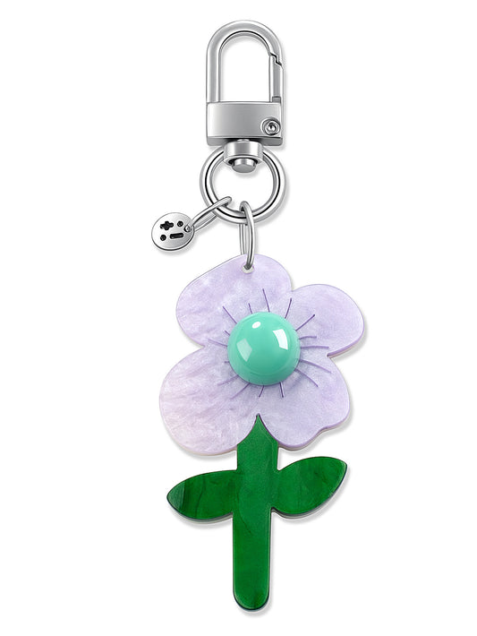 purple, floral bag charm – Lavender Pop Bag Charm – Strappy Club