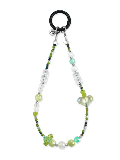 green Serpentine Jade phone strap – Meadow Driftie Phone Strap – Strappy Club