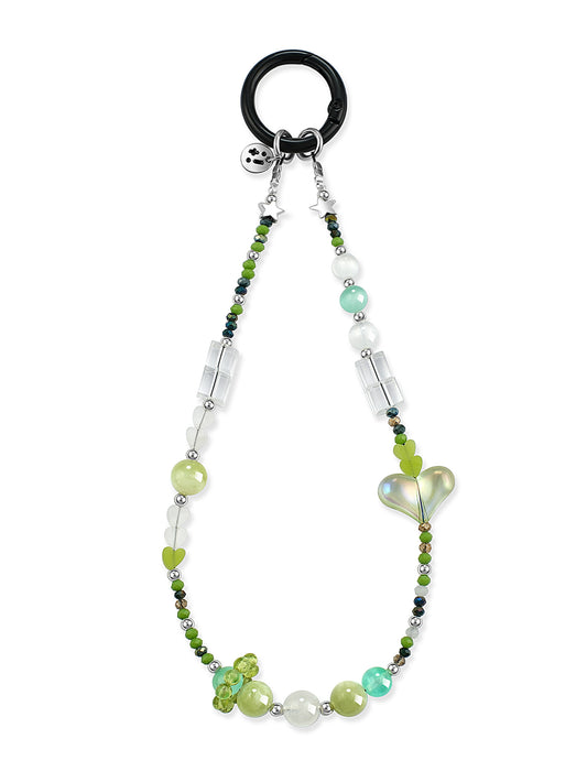 green Serpentine Jade phone strap – Meadow Driftie Phone Strap – Strappy Club