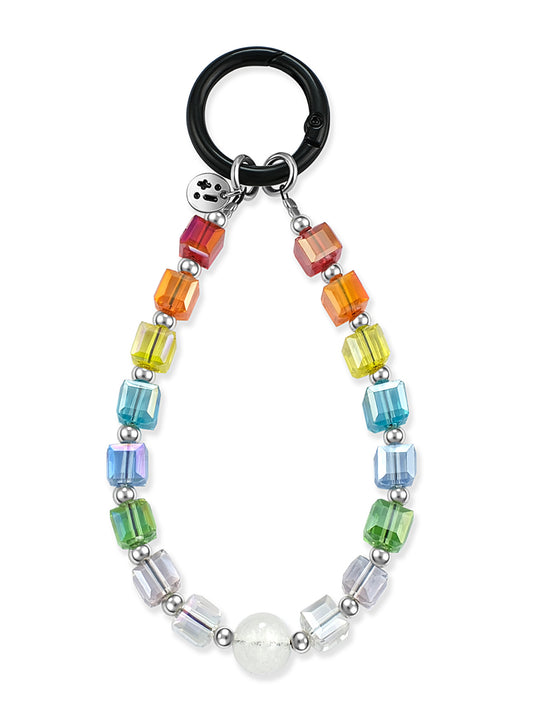 multicolor Azeztulite Quartz wristlet strap – Pixel Parade Wristlet Strap – Strappy Club