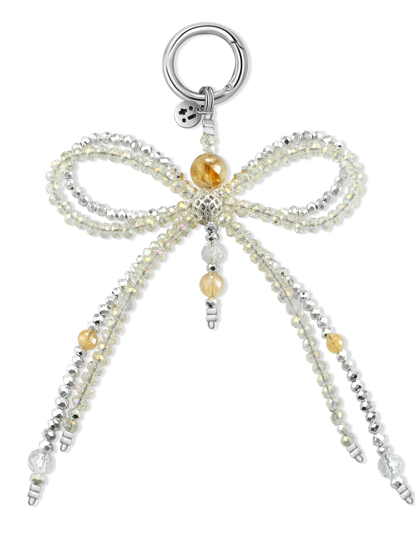 yellow Citrine bag charm – Lemon Zest Ribbon Charm – Strappy Club