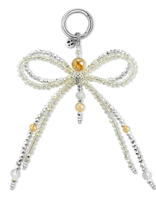 yellow Citrine bag charm – Lemon Zest Ribbon Charm – Strappy Club