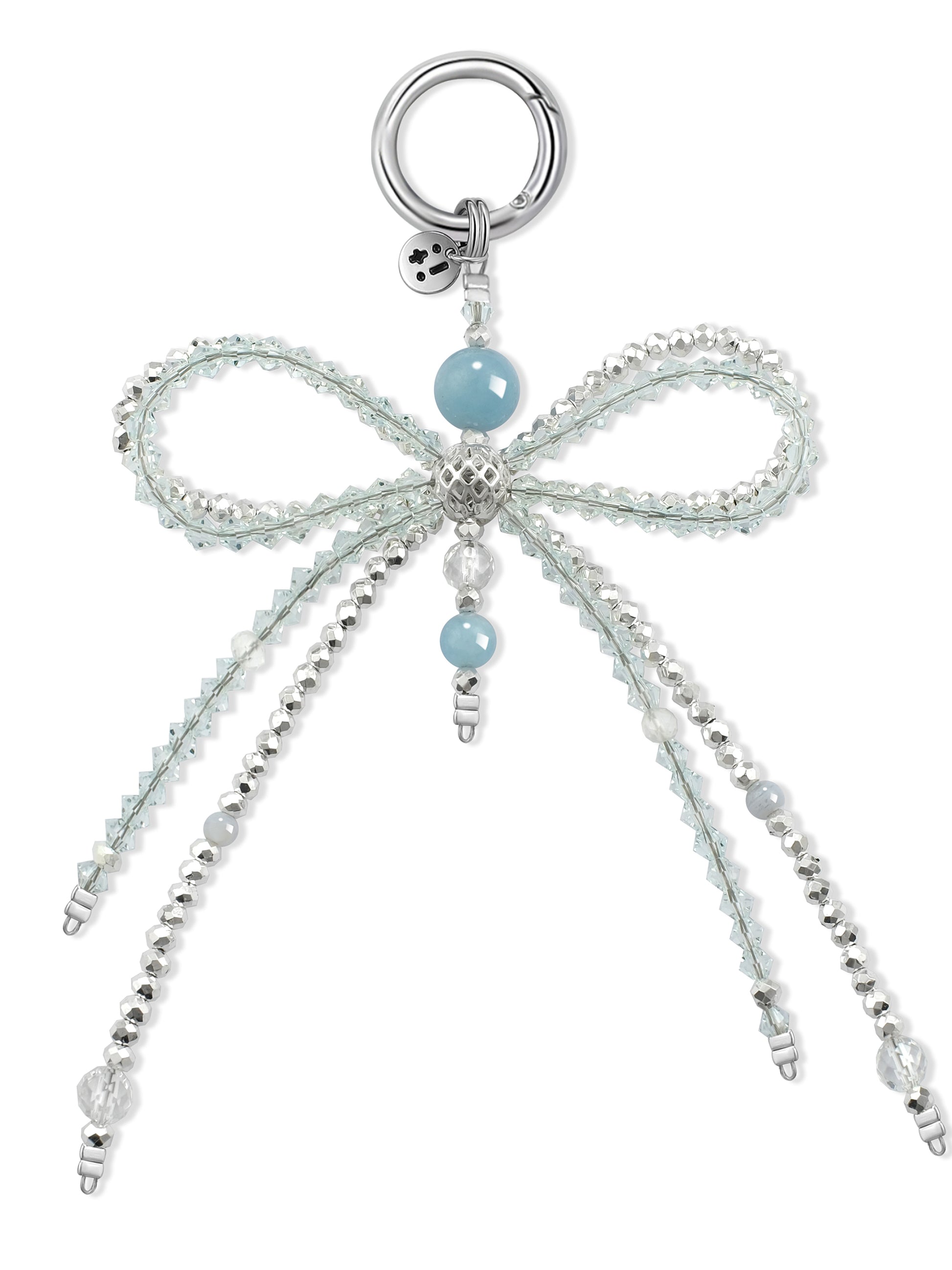 blue Aquamarine bag charm – Baby Blue Bliss Ribbon Charm – Strappy Club