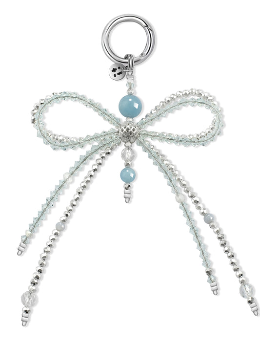 blue Aquamarine bag charm – Baby Blue Bliss Ribbon Charm – Strappy Club