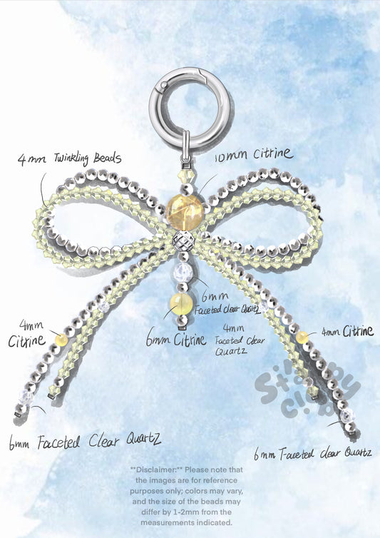 yellow Citrine bag charm – Lemon Zest Ribbon Charm – Strappy Club